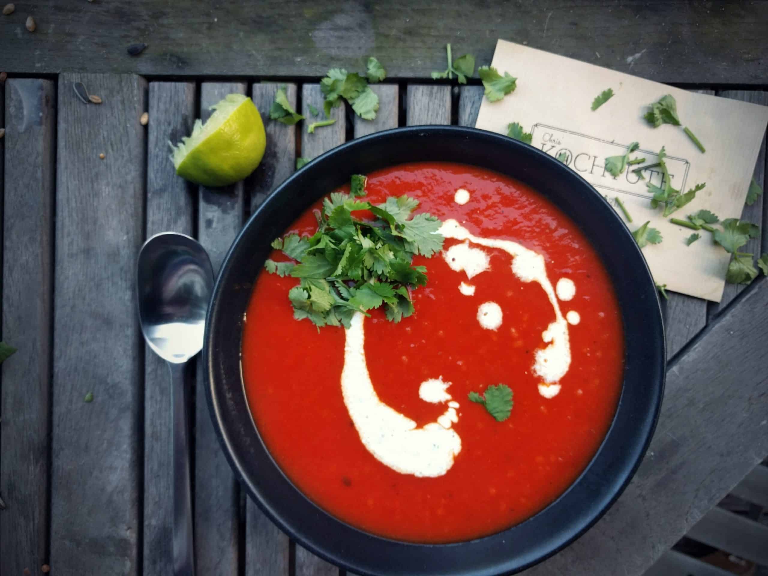 Mexikanische Tomatensuppe mit Paprika, Reis und Minz-Joghurt | Chris ...