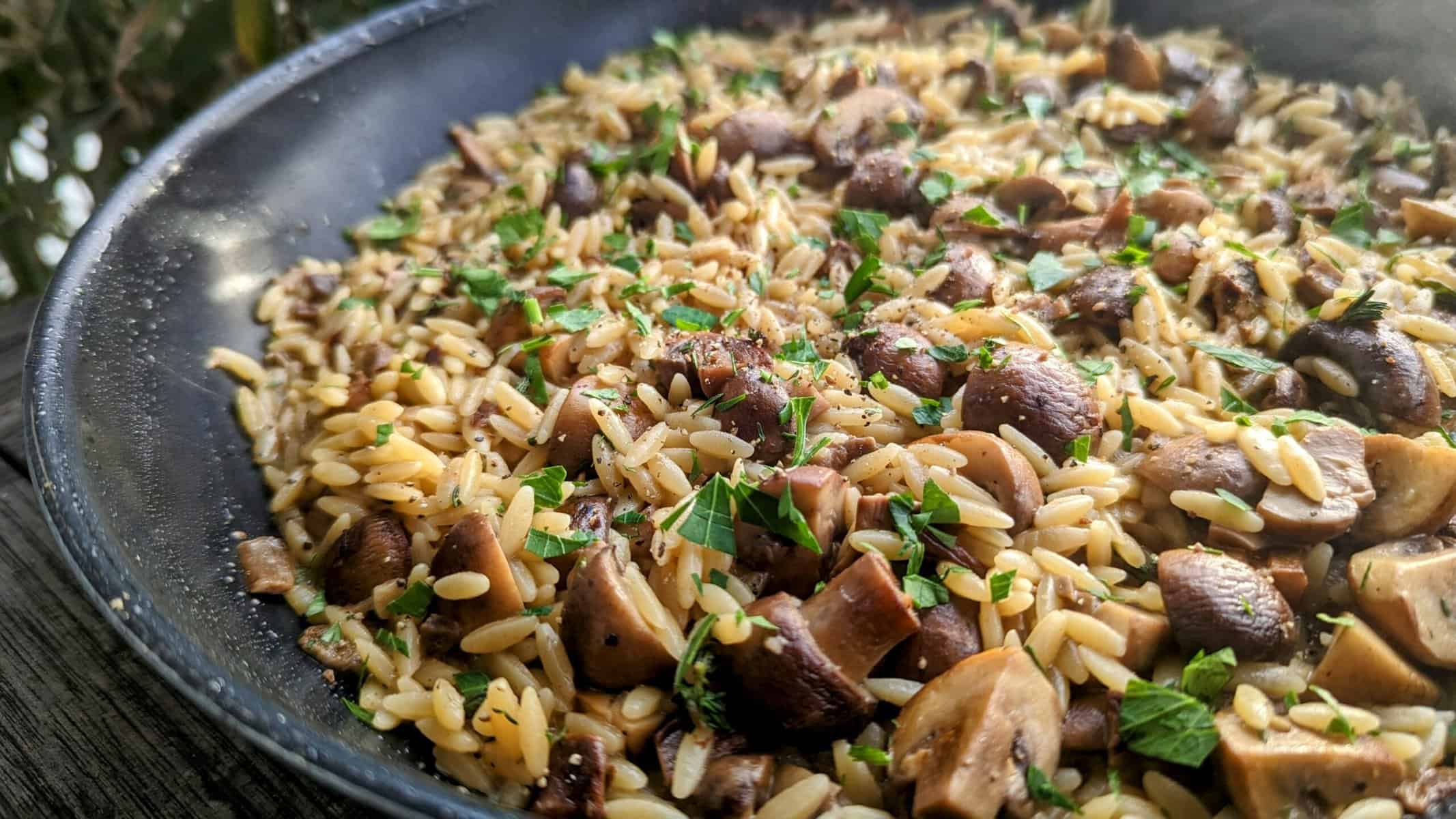 Pilz-Risoni mit braunen Champignons und getrockneten Steinpilzen ...